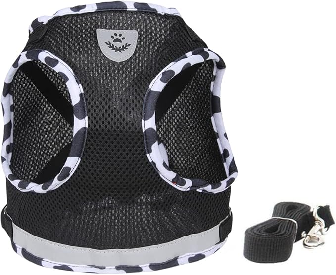 FEimaX Dog Harness and Leash Set for Walking, Soft Mesh Adjustable Easy Control Lightweight Cat Vest Harnesses with Reflective Strips, Escape Proof Small Dogs Cats Vests