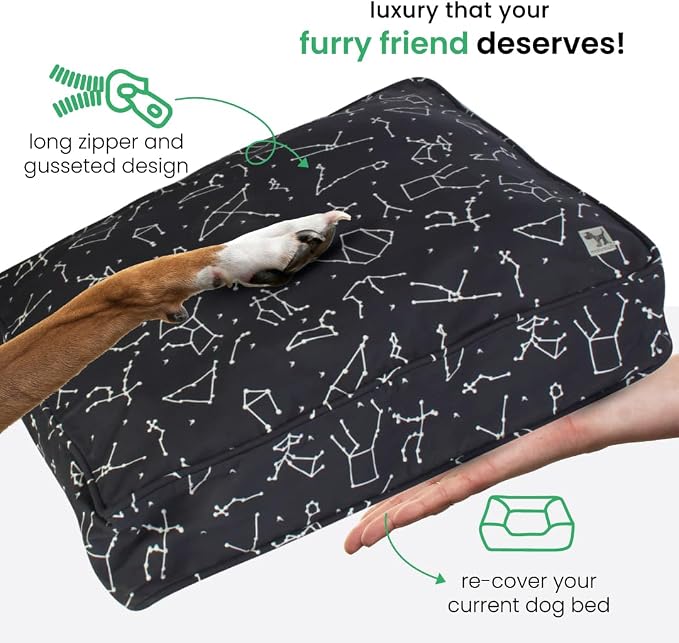 Molly Mutt Medium to Large Dog Bed Cover - Rocketman Print - Measures 27”x36”x5’’ - 100% Cotton - Durable - Breathable - Sustainable - Machine Washable Dog Bed Cover