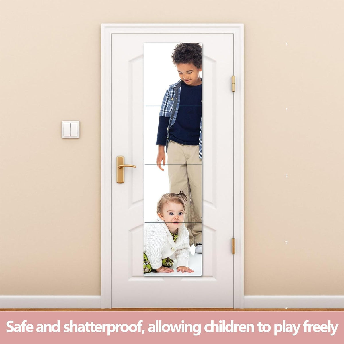 Unbreakable Full Length Wall Mirror,Mirrors for Bedroom,Over The Door Mirror,4 Pcs 12"x12",Shatterproof Plexiglass Acrylic,Long Closet,Workout for Home Gym Body Mirrors for Bedroom