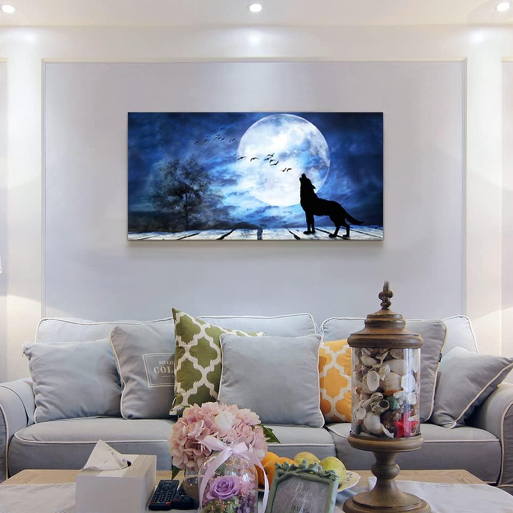 Canvas Wall Art For Bedroom Wall Decoration For Living Room Large Size Luminous Scenery Wolf Wall Decor Pictures Artwork Painting Modern Office Canvas Art Prints Room Decor Ready To For Home Decor