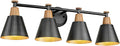 FEMILA 30" Bathroom Light Fixtures, 4 Light Vanity Lighting Fixtures with Wood Grain Paint and Black Finish, Light Fixtures for Bathroom Above Mirror, 4FG75B-4W BK