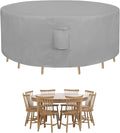 Easy-Going Round Patio Furniture Cover Waterproof Outdoor Dining Table and Chair Cover Anti-UV Outside Sectional Sofa Set Covers (96"DIA x 28"H, Grey)