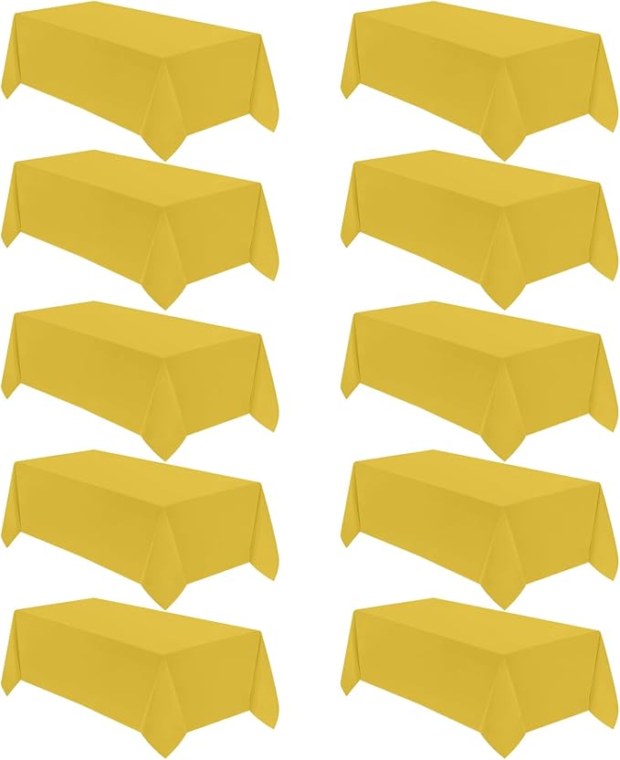 VidaFete Tablecloth 10 Pack 90 * 156inch Rectangle Table Cloth Polyester, Stain Wrinkle Resistant Polyester Dining Table Cover for Kitchen Dinning Party Wedding Rectangular Buffet Decoration(Yellow)