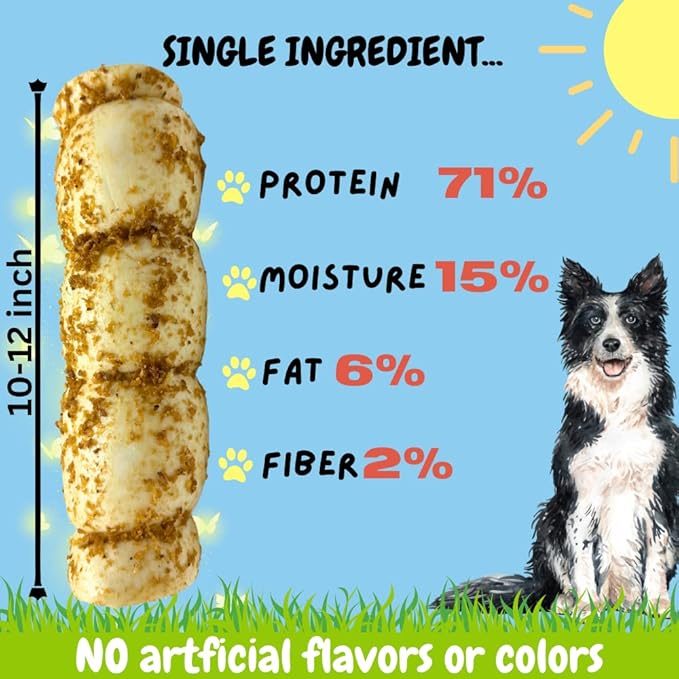 BULLYSTICKS & MORE 10-12" Beef Cheek Rolls for Dogs (Bully Bites Dusted - 3 Count) - Beef Cheek Bones for Dogs - Dog Parents Choice - Premium No Hide Rolls