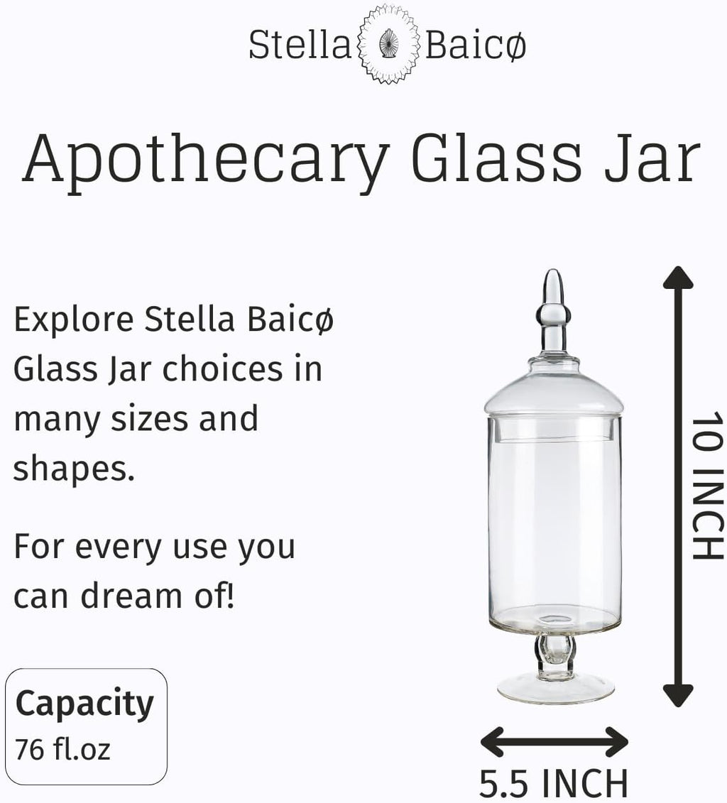 Glass Apothecary Jars with Lids, Candy Jar for Candy Buffet, Elegant Decorative Jars for Wedding and Dispaly (Height: 15", Diameter: 5.1")