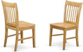 East West Furniture NFC-OAK-W Norfolk Dining Chairs - Slat Back Wooden Seat Chairs, Set of 2, Oak