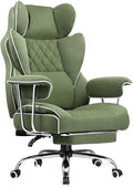 COMHOMA Big and Tall Gaming Chair with Pocket Spring Lumbar Support, Ergonomic Office Chair with Footrest, Executive Desk Chair with Outward Fixed Soft Armrests, Computer Chair with High Back, Green