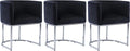 Velvet Dining Chairs Set of 3 Modern Barrel Arm Chairs with Chrome Metal Frame, Upholstered Kitchen Chairs 18.5" Wide Accent Chairs for Living Room Dining Room Restaurant, Black