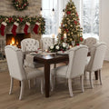 DUOMAY Modern Tufted Dining Chairs Set of 6, Linen Upholstered Dining Room Chairs Armless Guest Side Chair for Kitchen Dining Room, Wingback Accent Chairs with Solid Wood, Beige