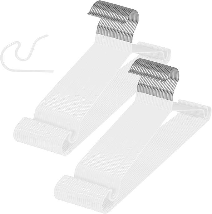Clothes Hangers 50Pack,White Metal Hangers,15.7'W Space-Saving Shirt Hanger,Non-Slip Heavy Duty Hanger with Deep Shoulder Notches for Dress and Camisole
