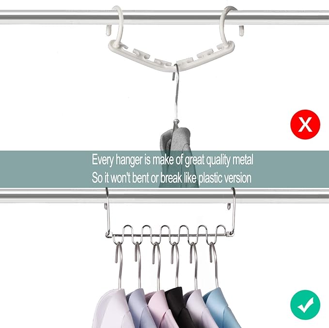 Meetu Space Saving Hangers Magic Cloth Hanger Metal Closet Organizer (Pack of 12)