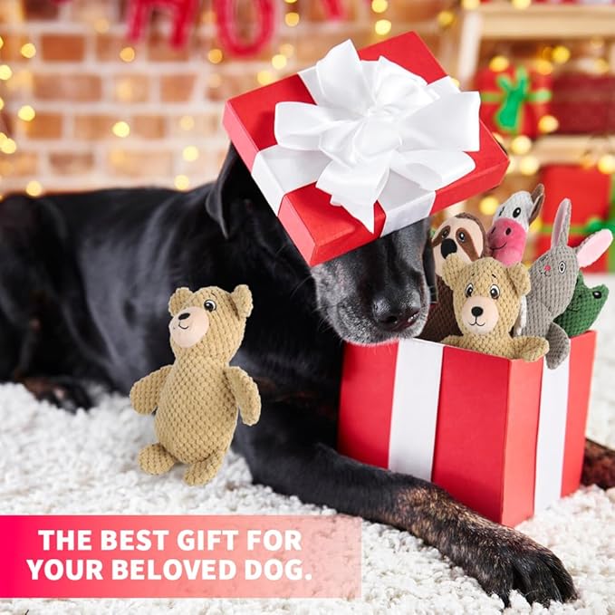 Act boldly 5-Pack Squeaky Dog Toys – Durable Animal-Shaped Plush Chew Toys for Dogs, Handmade Interactive Puppy Toys with Squeaker, Perfect for Reducing Destructive Behavior