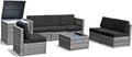 HAPPYGRILL 8-Pieces Patio Furniture Set Outdoor Rattan Conversation Set with Storage Box Sectional Wicker Sofa Set with Coffee Table and Cushions for Garden Backyard