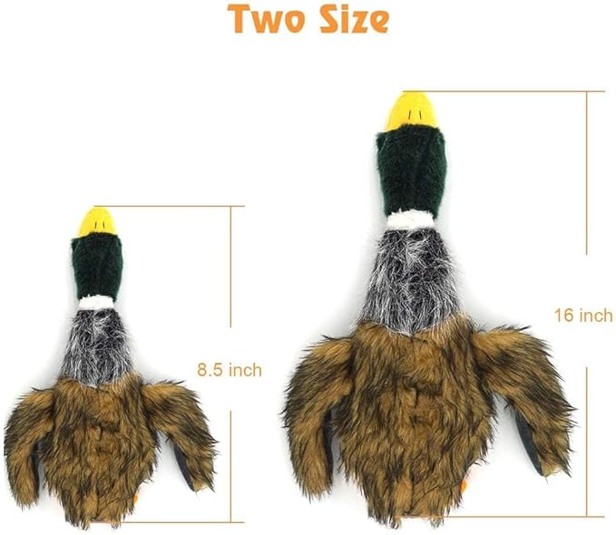 JKW Mallard Duck Plush & Stuffed Toys, Squeaky Medium & Large Duck Dog Toys, 16'', 1 Pack