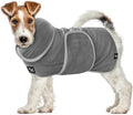 Tuff Pupper Fast Drying Dog Bath Robe | 800 GSM Plush Dog Towel Bathrobe/Dressing Gown | Super Absorbent Pet/Puppy Bathrobe | Adjustable Hood & Belly Strap | Super Soft | Fast Drying (XS, Gray)