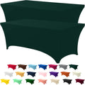 Utopia Kitchen 6FT Spandex Tablecloth [2 Pack, Hunter Green] 200 GSM Stretch, Fitted, Washable and Wrinkle Resistant Table Cloth Rectangle Cover for Trade Shows, Wedding, Parties [72Lx30Wx30H Inch]