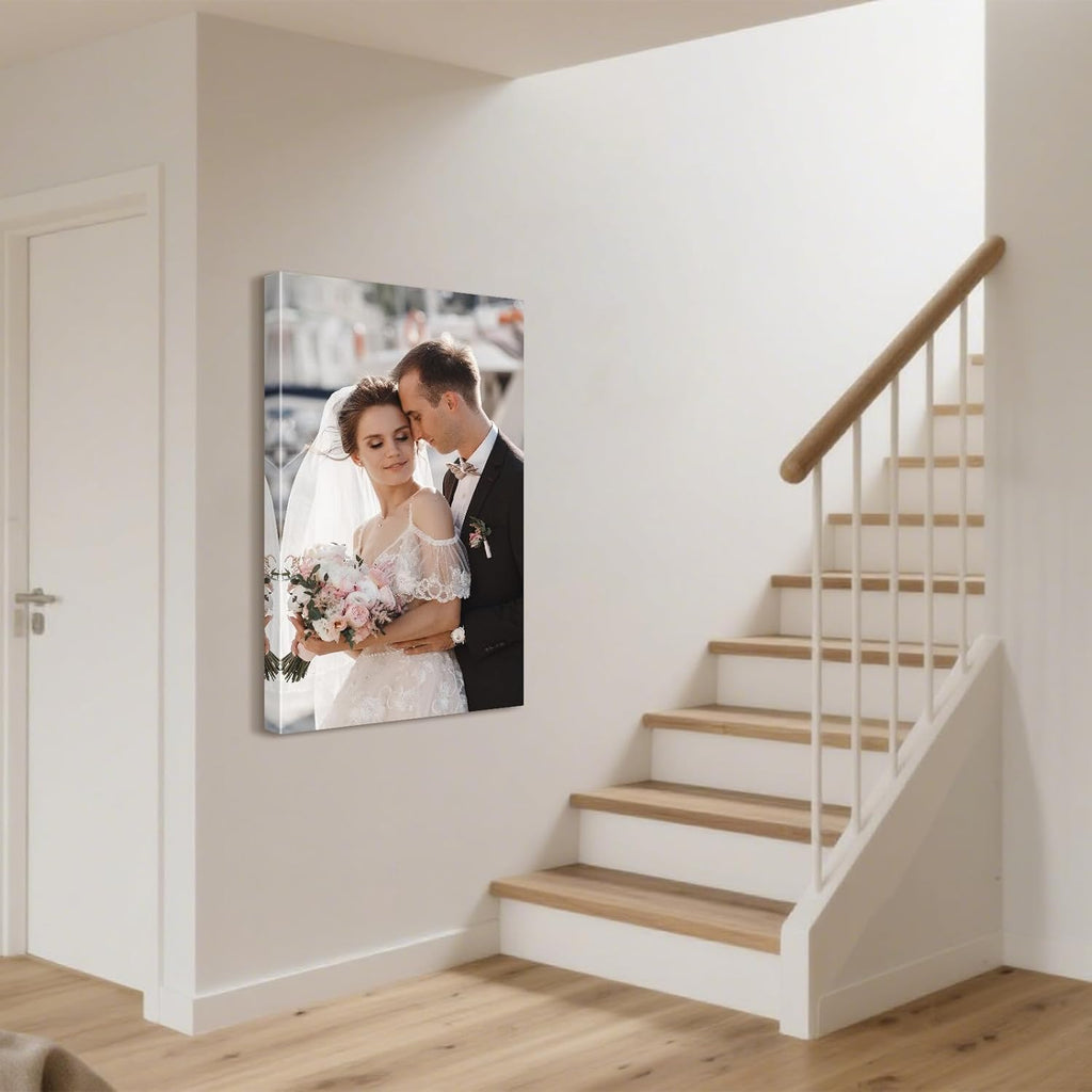Personalized Custom Canvas Prints with Your Photos & Text, Customized Picture Print, Transform Own Images Into Framed Wall Art Digitally Printed Photo to Canvas, Keepsakes Gifts for Family 24x40’’