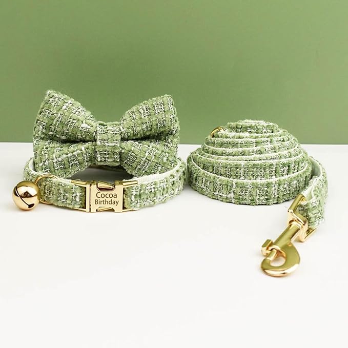 Personalized Cat Collar with Engraved Name and Phone Number - Customizable Kitten Collars for Girls (Tweed)