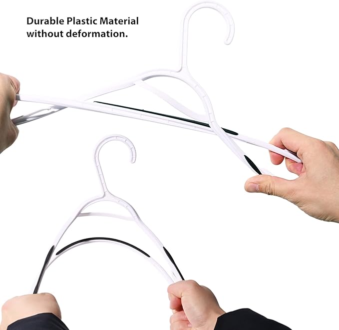 30 Pack Bendable Plastic Hangers Light-Weight Non-Slip Clothes/Suit Hangers(Black)