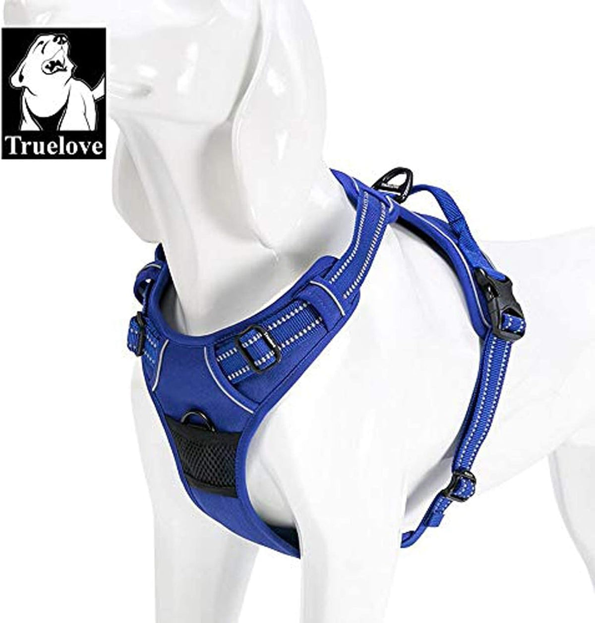 TRUE LOVE Adjustable No-Pull Dog Harness Reflective Pup Vest Harnesses Comfortable Control Brilliant Colors Truelove TLH5651(Royal Blue,XL)