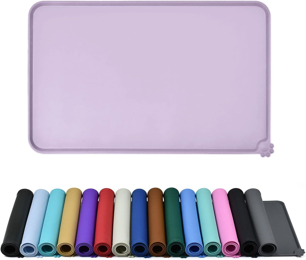Waterproof Pet Feeding Mat with High Raised Edges, Heavier and Thicker Placemats for Cat Dog Water Bowl with BPA Free, Dogs Cats Food Mats for Messy Drinkers to Prevent Spill and Protect Floors