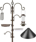 Bird Feeding Station Kit with Squirrel Baffle and Suet Cage Wild Bird Feeder Kit with Mesh Tray, Fruit Hook, and Double W Hook for Attracting Wild Birds
