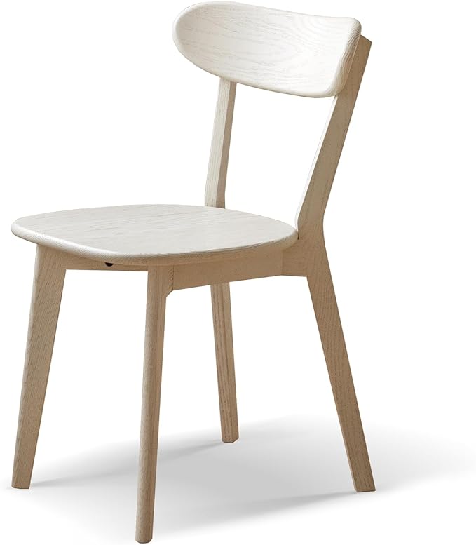 White Wood Dining Chair,FAS Grade Oak Dining Chair, Sturdy Outer Sword-Leg Design in White Finish for Dining Room,Restaurant, Cafe, and Modern Home Kitchen,Easy Assembly,400 lb Capacity