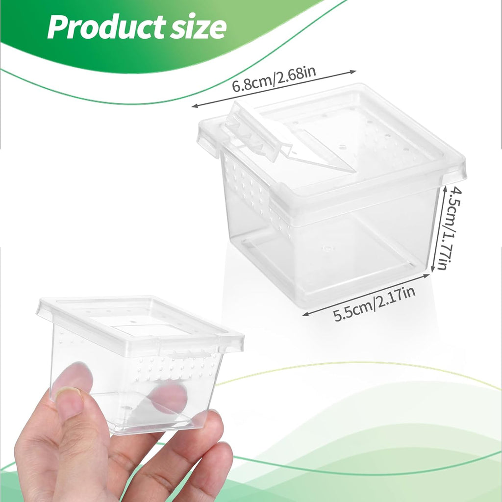 10Pcs Plastic Critter Keeper,Transparent Cricket Keeper for Reptiles,Mini Reptile Feeding Box Kids Bug Catching Kit Suitable for Crickets Scorpions Frogs Centipedes Lizards PP Breeding Box