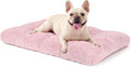 JOEJOY Dog Bed Crate Pad, Deluxe Plush Washable Dog Beds Fulffy Soft Kennel Pad Anti-Slip Pet Sleeping Mat for Medium Small Dogs, 29" x 21", Pink