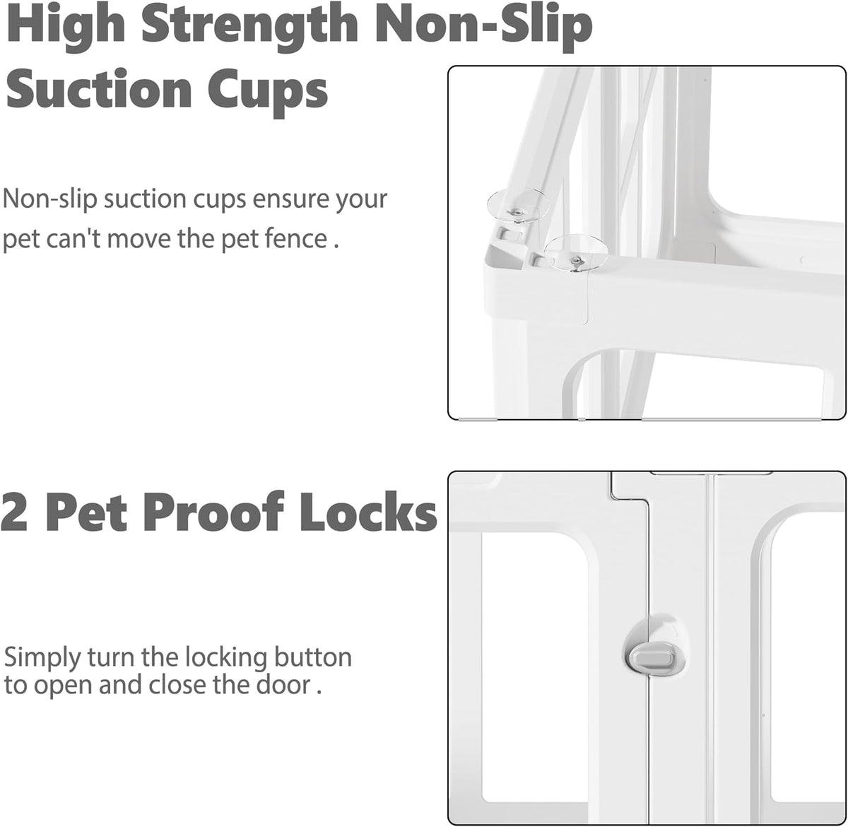 Clear Acrylic Dog Playpen with Door, for Puppy Cat Rabbit Transparent Pet Pen, Dog Playpen Indoor, Dog Fence, Easy Assemble & Cleaning Dog Pen for Small & Medium Dogs (23.6“ Height, 10PCS)