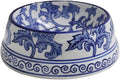 Aimusego Hand-Painted Ceramic Dog Bowl, Pet Bowl, Pretty Blue & White Pet Food Dish, Chinoiserie Floral Water Bowl for Dogs and Cats 11OZ