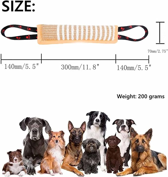 Clysoru Dog Tug Toy Dog Tough Jute Bite Pillow Lasting Training Equipment Two Flag Handles Puppy to Large Dogs Interactive Toy war Toys for Aggressive chewers