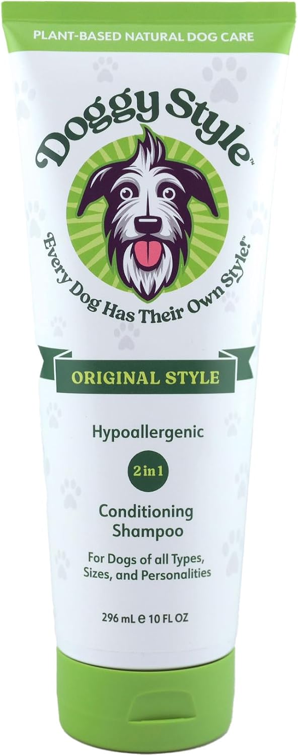 DOGGY STYLE – Dry Skin & Itch Relief Pet Shampoo + Conditioner for Dogs, Hypoallergenic Puppy Wash, Plant-Based with Coconut Oils & Olive Oils to Rid of Irritated Skin Issues, Tear-Free & Anti-Dander
