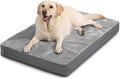 Waterproof XXXL Dog Bed, Outdoor Washable Large Foam Crate Pad 54"Anti-Slip | Jumbo Pet Bed, Reversible Faux Leather & Flannel, Durable Removable Cover, Kennel Pad 53"x36" Gray