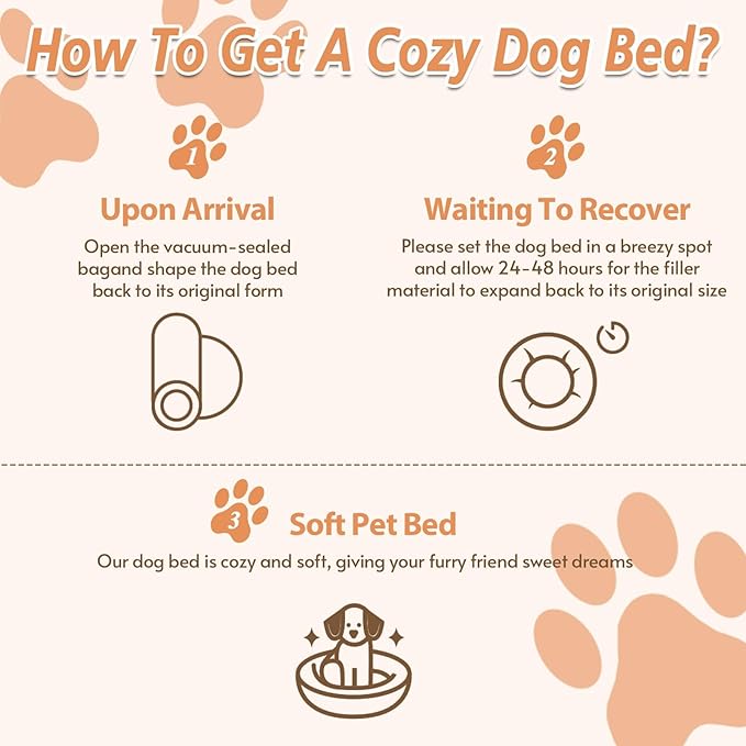 JOLLYVOGUE Calming Dog Bed Medium Size Dog, Anti-Anxiety Donut Medium Pet Bed, 27 inches Fluffy Faux Fur Round Cat Bed (Peach Pink)