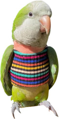 Bird Clothes - Handmade Cotton Stripe Shirt Round Collar Sweater Flight Suit for Parrots African Greys Parakeet Cockatiel Sun Conure Christmas Halloween (with Diaper,XL)