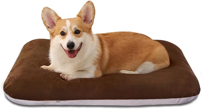 Magic Dog Super Soft Large Dog Bed Pad Mat Orthopedic Pet Beds 30 Inch Washable Anti Slip Dog Sleeping Mattress with Removable Cover, Dark Brown M