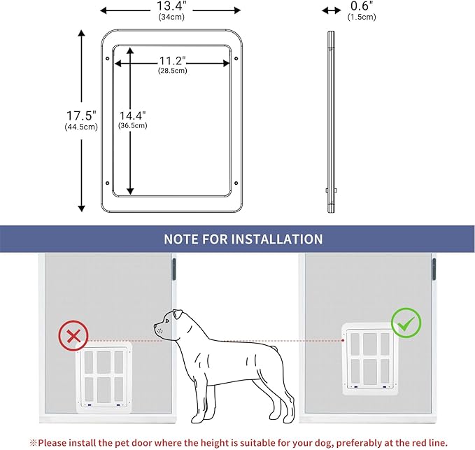 NAMSAN Dog Screen Door, Flap Opening 11.2 x 14.4 inches, Dog Door for Screen Door, Large Pet Door for Sliding Door Magnetic Self-Closing, Screen Door with Doggie Door Built in, Lockable, White