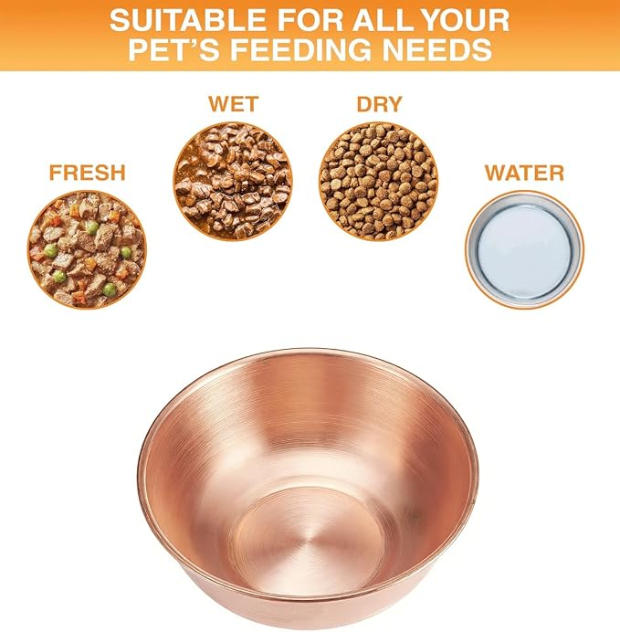 99.99% Pure Copper Pet Bowl, 5-Inch Copper Dog Bowl. This is A Small Copper Bowl Suitable for Small Household Pets. (2)