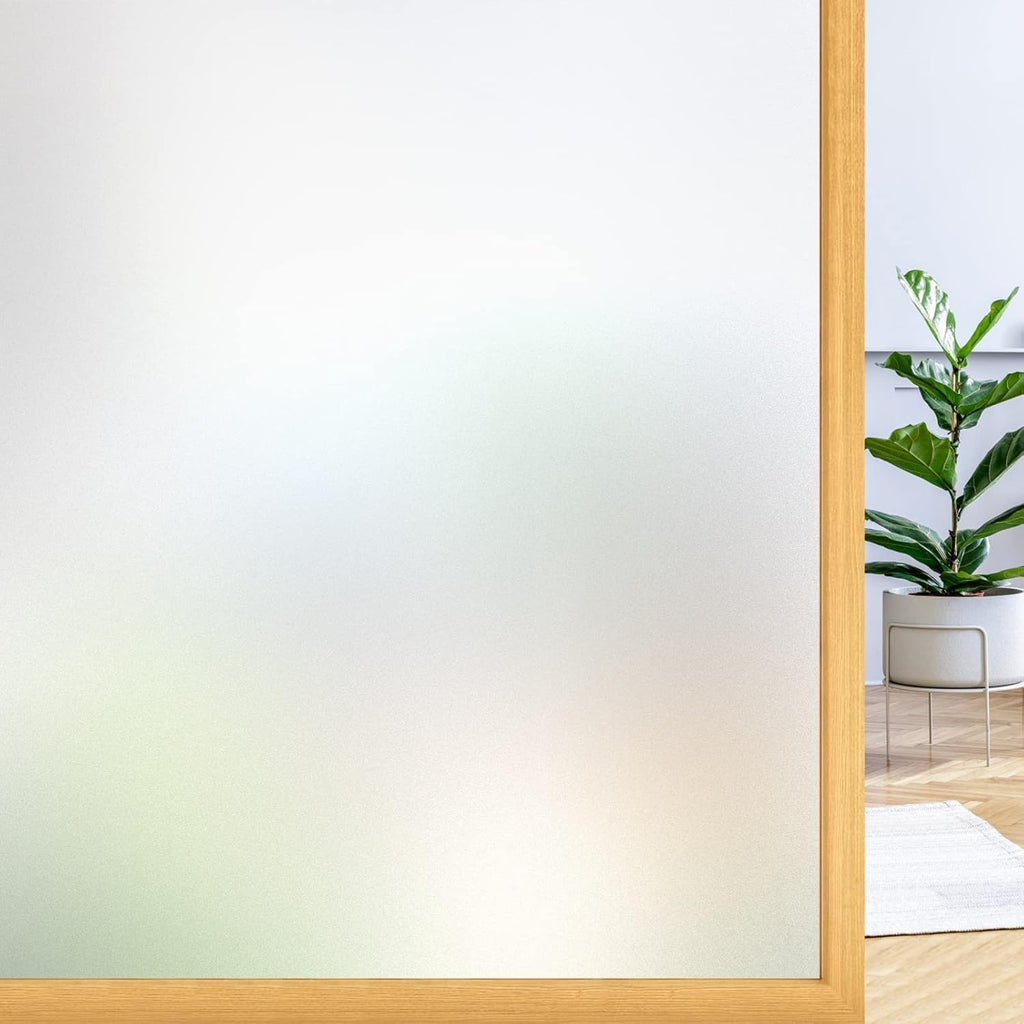 rabbitgoo Window Privacy Film, Frosted Glass Window Clings, Static Cling UV Heat Blocking Door Stickers for Home Bathroom, Removable Indoor Decal Coverings Day and Night, Pure, 17.5 x 157 Inches