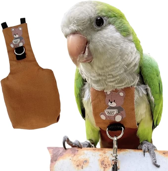 Bird Diaper Harness Flight Suit Clothes, Parrot Flight Suit with Leash for Parrot, Bird Flying Clothes with Rope and Handle for Outdoor Activities Training (Senegal,Without Leash)