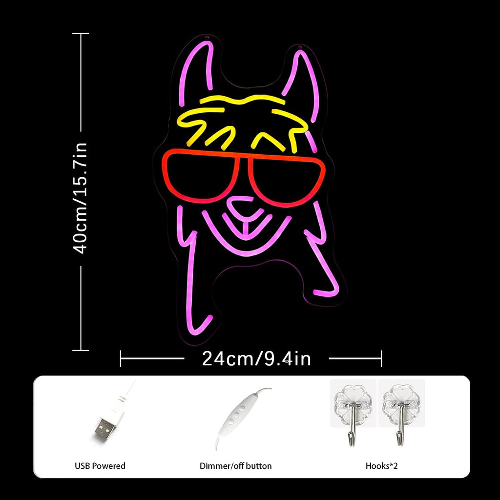 Llama With Red Glasses Neon Sign for Wall Decor Llama Neon Light Cool Animal Neon Light Sign Dimmable USB Powered Colorful LED Neon Sign for Bedroom Zoo Home Bar Pub Animal Lover Restaurant