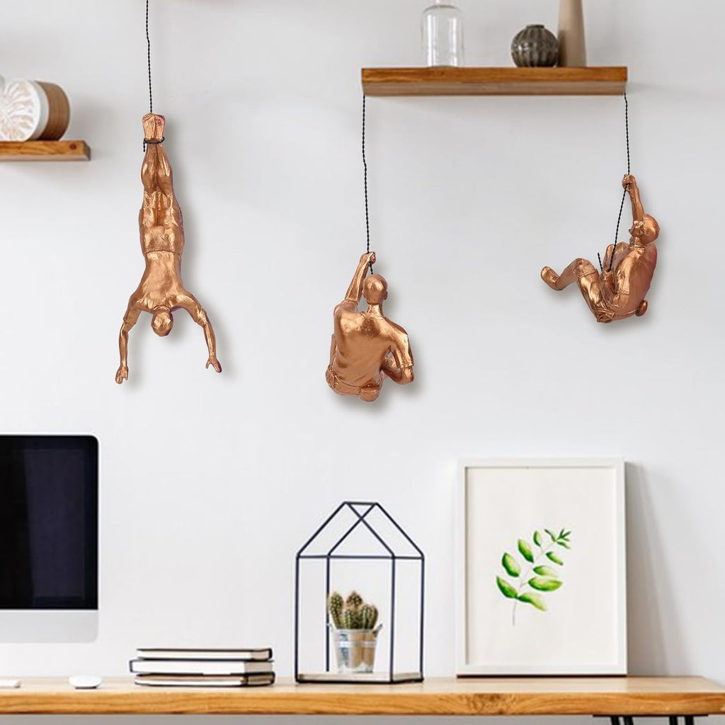 Large Set of 3 Climbing Men Wall Art Decor Sculpture,Nordic Modern Simplicity Decorative Wall Art, Climbing Man Sculptures,Home & Office Climber Gifts