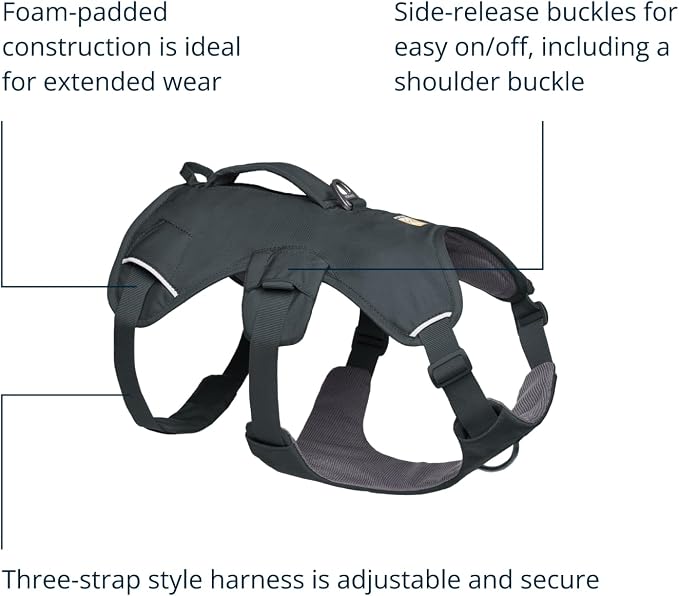 Ruffwear, Web Master, Multi-Use Support Dog Harness, Hiking and Trail Running, Service and Working, Everyday Wear, Basalt Gray, X-Small