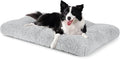JOEJOY Large Dog Bed Crate Pad, Deluxe Plush Washable Dog Beds Fulffy Soft Kennel Pad Anti-Slip Pet Sleeping Mat for Large Medium Small Dogs, 35" x 23", Grey