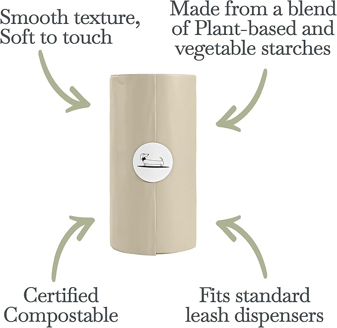 NINA WOOF Dog Poop Bags Rolls - 90 Compostable & Biodegradable for Puppy Walks, Travel, Thick Refill Housebreaking dog poo bags Premium Cornstarch Pet Poo Bags Dogs