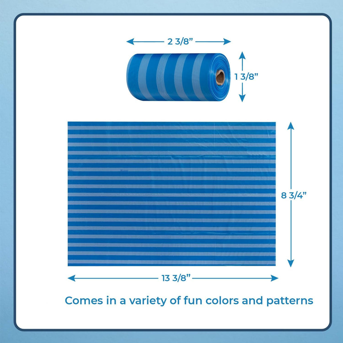 Best Pet Supplies Dog Poop Bags (240 Bags) for Waste Refuse Cleanup, Doggy Roll Replacements for Outdoor Puppy Walking and Travel, Leak Proof and Tear Resistant, Thick Plastic - Blue Strips