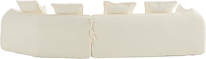 129.9” Curved Boucle Sofa Couch, Modern Sectional Sofa Cloud Deep Seat Couch with 4 Pillows, Comfy Modular 4-Seat Couches for Living Room Apartment (Beige)