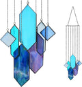 Sensory4u Stained Glass Suncatchers Window Hanging Wall Art Element Earth Tones Modern Design Home Decor Or Garden Suncatcher (Blue)