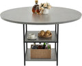 VEVOR Round Dining Table, 47 inch Wood Table for 4-6 Person, Modern Circle Dinner Furniture, Leisure Tables with Storage Shelf and Metal Legs, for Home Kitchen Living Room, Grey (Only Table)